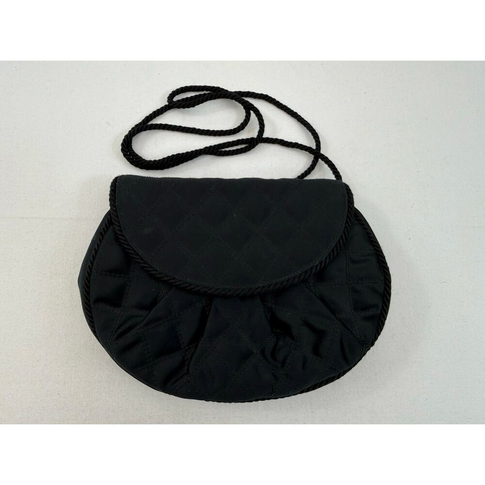 Vintage 1980s Jay Herbert Black Satin Quilted Evening Bag| Prom Cocktail Formal